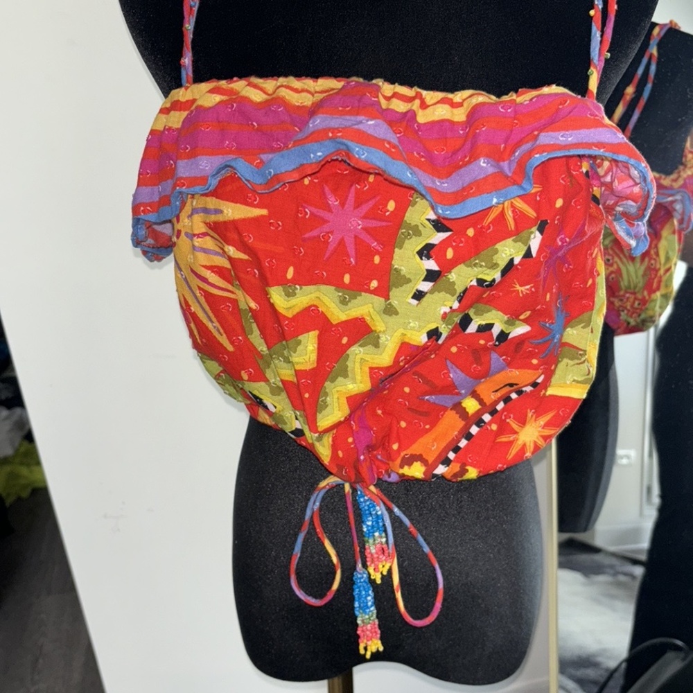 Farm Rio MultiColored Tribal Print Halter Top  Size L